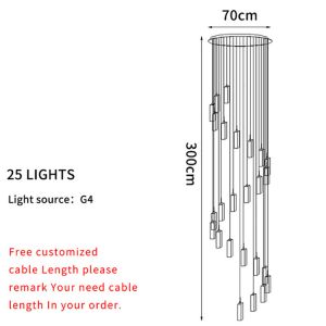 LED Pendant Light Staircase Crystal Chandelier Hanging Lamp Spirl hanging