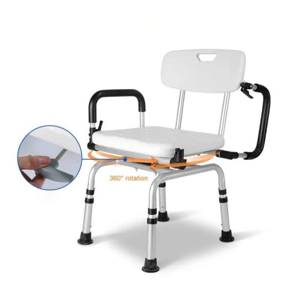 Quality Adjustable Armrests Disabled Shower Seat 360 Degree Swivel Shower Seat With Removable Back wholesale
