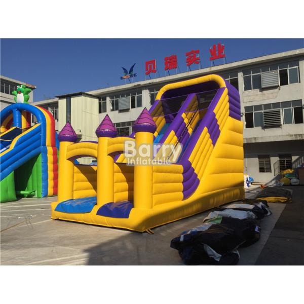 Yellow Small Castle Theme Kids Water Park Blow Up Inflatable Kids Slide / Garden