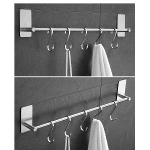 Custom Towel Hanger Hook Wall Rail Stainless Steel Kitchen Rail Hook Removable 5