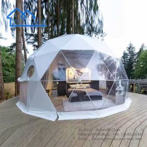 Luxury Tent With Bathroom Clear Glass Geodesic Dome Tent Suitable For Camping