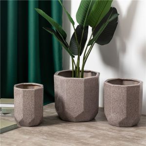 China Cheap outdoor and indoor decorative large planter custom polygon shape ceramic flower pots molds on sale