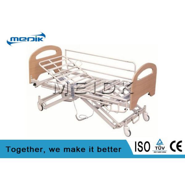 Enameled Steel Structure Nursing Home Beds With Collapsible Side Rails
