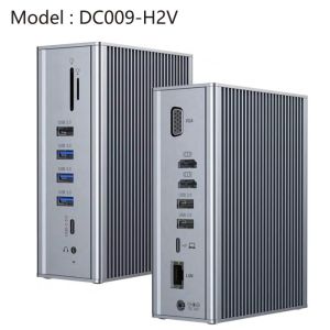 Gigabit Ethernet Hdmi Usb C Docking Station Dual Video Audio Port SD Card Reader