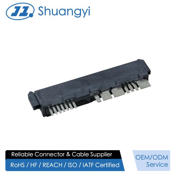 SAS 29P Wire Solder Female Cable Connector with Positioning Peg and Bump, 1.27mm