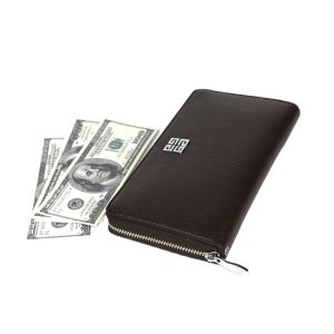 21x12cm 3cm Thick Mens PU Leather Wallet Long Wallet Clutch Black Zipper TPCH