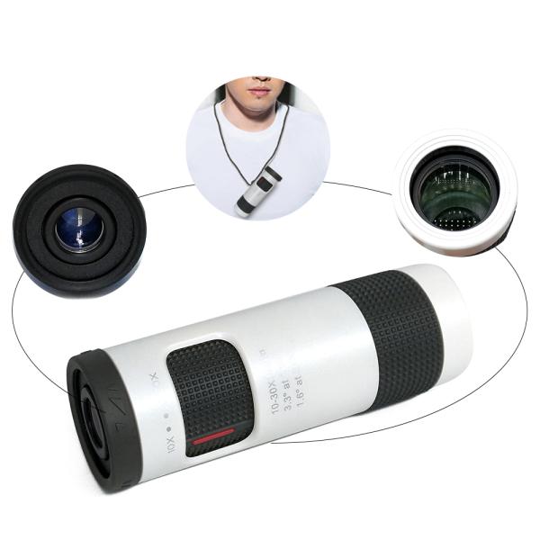 Pocket 10-30X21 Zoom Monocular Telescope Bak4 Prism For Bird Watching Hunting