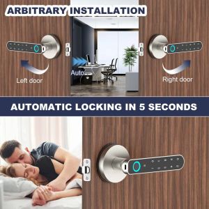Smart Biometric Password TTLock Digital Door Lock Aluminium Semi Auto Handle