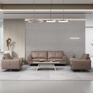 Office Furniture Gray Leather Modular Sectional Sofa Set for Office Collaboratio