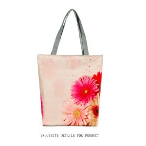 Lips print handbag canvas singles shoulder bag flower print canvas shopping bag