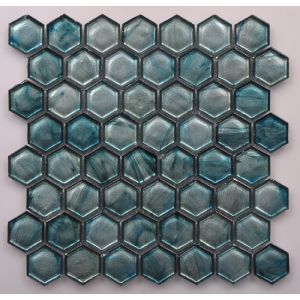 Cheap H4464L01 Hexagonal Shape Iridescent Glass Mosaic for sale