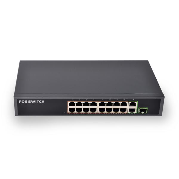 Quality 16-port 10/100M switch IEEE 802.3af/a standard 250W power backplane bandwidth 12.8 Gbps uplink port POE switch wholesale