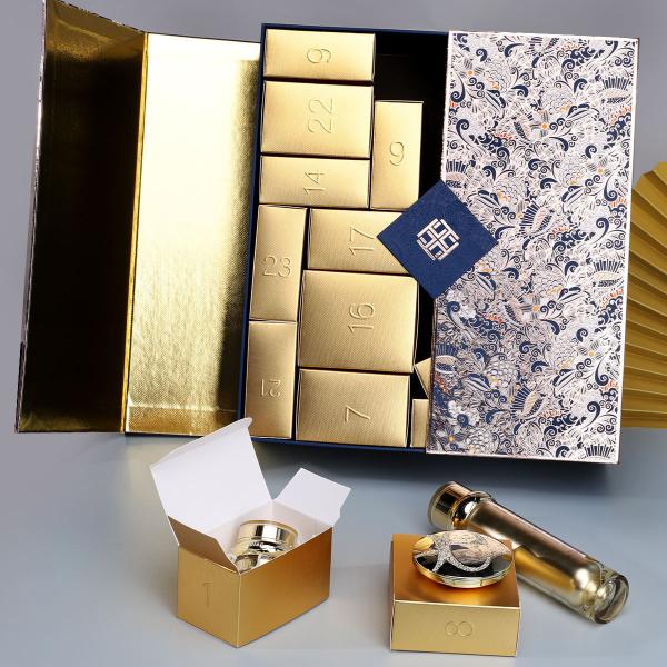 Customized high-end gilded Christmas arrival countdown calendar blind box empty