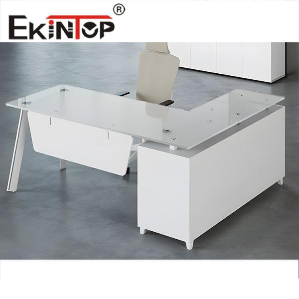 Quality White Customized Toughened Glass Desk Tempered Glass Computer Desk wholesale