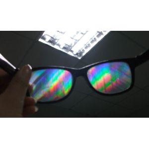 Clear 3d fireworks glasses to view magazines , plastic Diffraction glasses