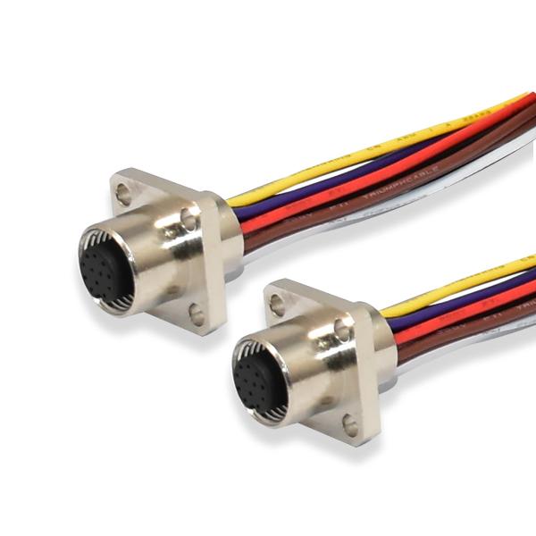Quality M12 17pin Female Panel Mount Connector With Pigtail ,A Coded M12 Flange Scoket IP68 wholesale