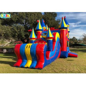 Commercial Blow Up Bounce House With Waterslide Plato Vinyl PVC Material