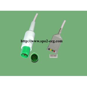 10 Pin One Piece ECG Lead Cable For Patient Monitor Anti - Interference