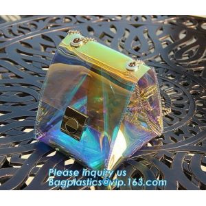 shoulder clear pvc chain hand bag for purses handbags, Metallic Transparent PVC