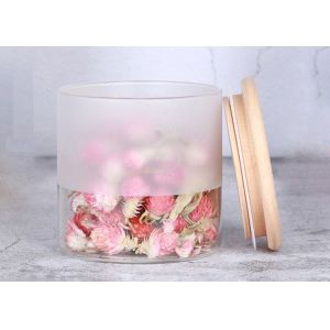 Yf0903 Frosted Glass Jar For Food / Glass Storage Jar With Bamboo Lid