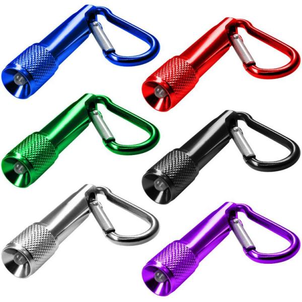 Cell Botton LED Emergency Flashlight Metal Material With Hiking Hook Key Chain
