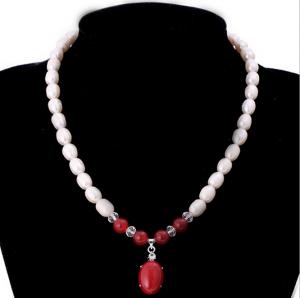 China 9-10mm natural freshwater pearl drops jade necklace sweater on sale
