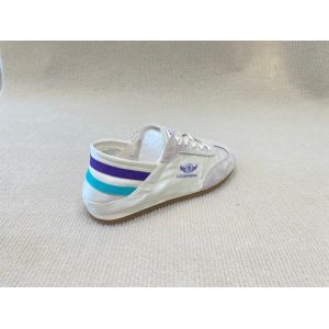 Women flat satin sneakers with color bars and breathable with lace shoelace