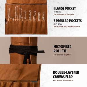 Durable Knife Roll Bag Canvas Carrying Case For Kitchen