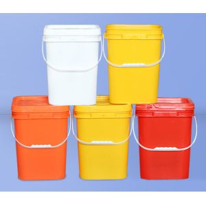 Cheap Chemical Resistant White Square Plastic Bucket with Handle and Lid for sale