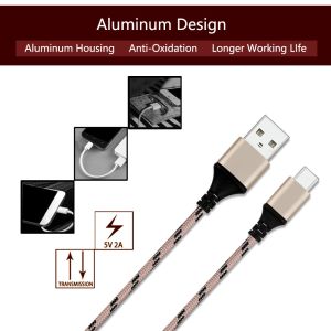 Long USB Type C Charging Cable USB Male To Type C Male Power Fast Braided