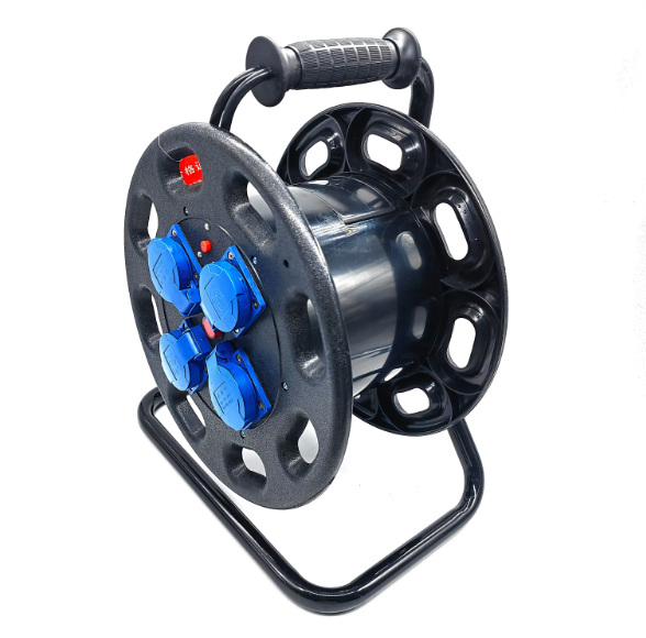 4 Way General Sockets IP44 Retractable Iron 15M 20m 50m 100m Cord Reel