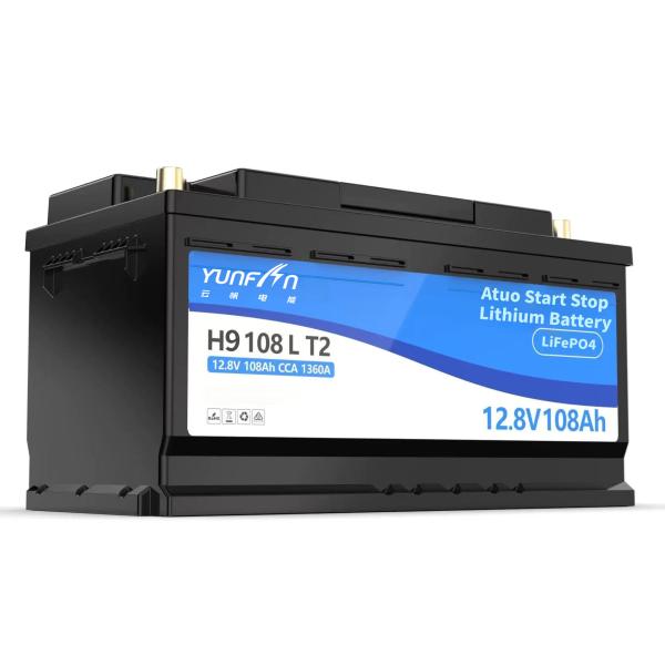 H9 12V 108Ah Automotive Start Stop Lithium Battery CCA 1360A High Rate LiFePo4