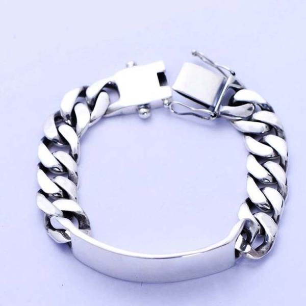 Quality Men Heavy Sterling Silver Chunky Chain Link ID Bracelet (056607) wholesale