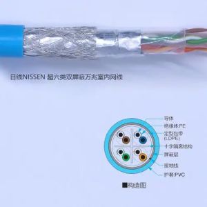 Blue FFTP Cat6A Ethernet Cable with PVC Insulation Fast and Stable Data Transfer