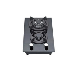 Sleek Glass Panel 2 Burner Built In Gas Hob With Safety Lock High Thermal