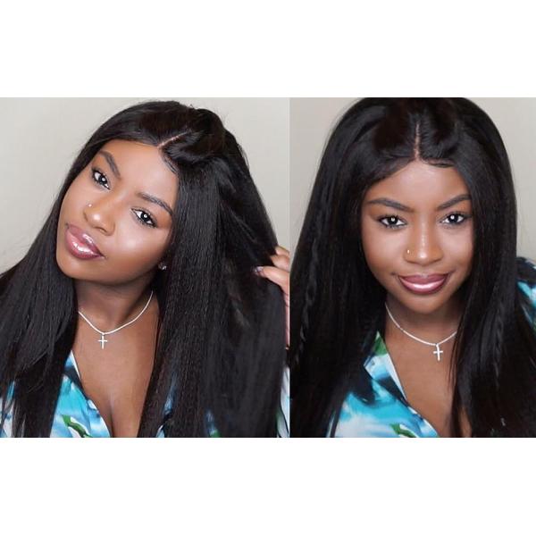 Yaki Straight 100% Virgin Human Hair Extensions 3 Bundles With Lace Closure