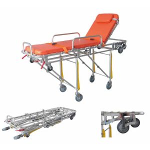 40kg Ambulance Collapsible Stretcher Height Adjustable Back Automatic Loading