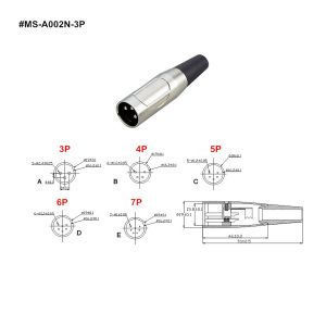 XLR Connector,3 Pins with Nickel Contacts.Rohs. MS-A002N-3P