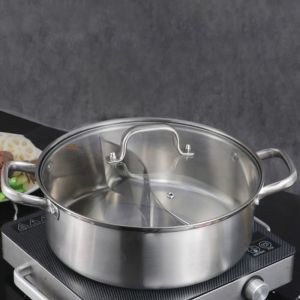 High Quality 18/8 Stainless Steel Pot Weldless Hot Pot Two-flavor Soup Pot