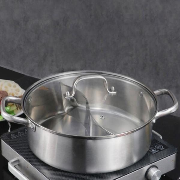 High Quality 18/8 Stainless Steel Pot Weldless Hot Pot Two-flavor Soup Pot