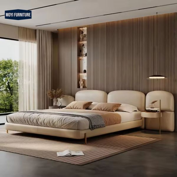 Modern Bedroom Velvet Platform Bed Set Full Size Frame Upholstered Beds King Size Furniture Design