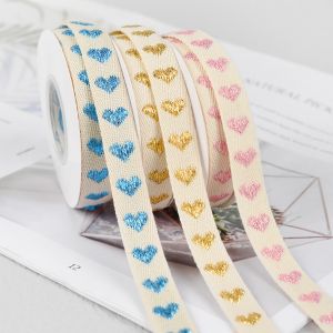 16mm*9m Heart Pattern Jacquard Cotton Ribbon For Clothing Accessories