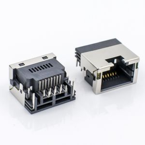 Female RJ45 Modular Jack , Offset Jack Shielded Mini RJ45 Connector For Panel
