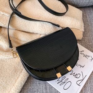23cm 5cm Semi Circle Crossbody Bag Niche Crocodile Pattern Shoulder Bag