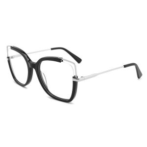 China Unique Cat Eye Metal And Acetate Glasses Flexible With Clear Lenses on sale