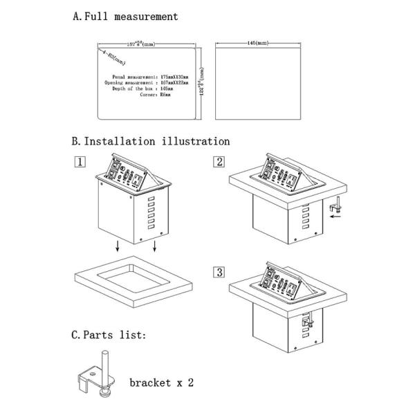 Electrical Pop Up Mains Sockets Silver Panel 250 Voltage Max CE Certificate