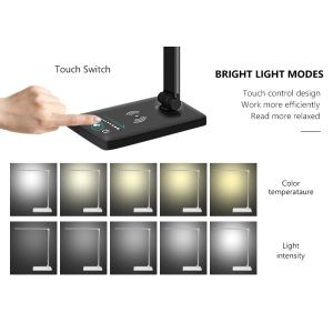 Alu Touch Switch Desk Lamp 10W QI Wireless Charging Pad