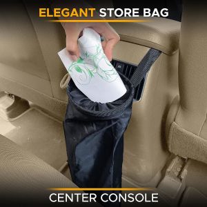 Car Trash Bag Hanging with Elastic Opening & Easy Mount | Auto Garbage Can with