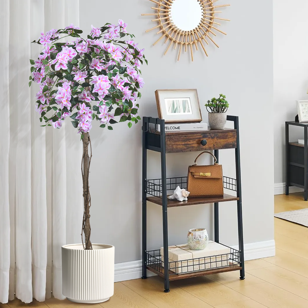 Artificial Light Pink Bougainvillea Tree, 47/63/75 inch, UV Resistant Faux Plant for Outdoor & Indoor Decor, Wholesale Fake Flower Tree