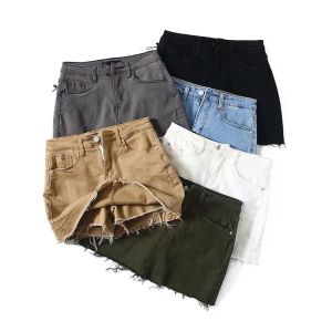 Cheap Oem Factory Manufacturer Custom Logo Flexible Mini Denim High Waisted Skirts With Built In Shorts for sale